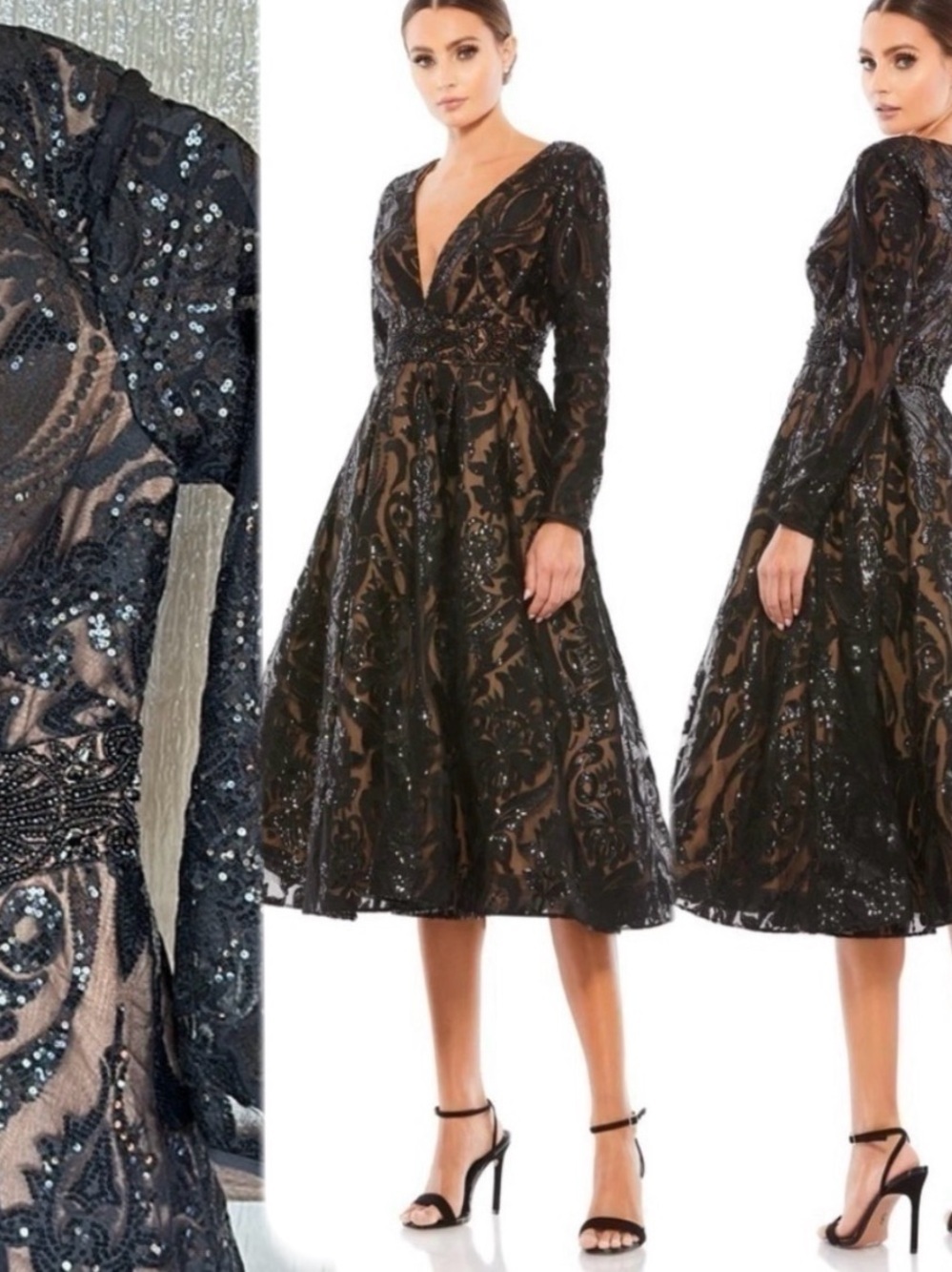 Mac Duggal SEQUIN EMBELLISHED A-LINE COCKTAIL DRESS size 4 New $598 sold out